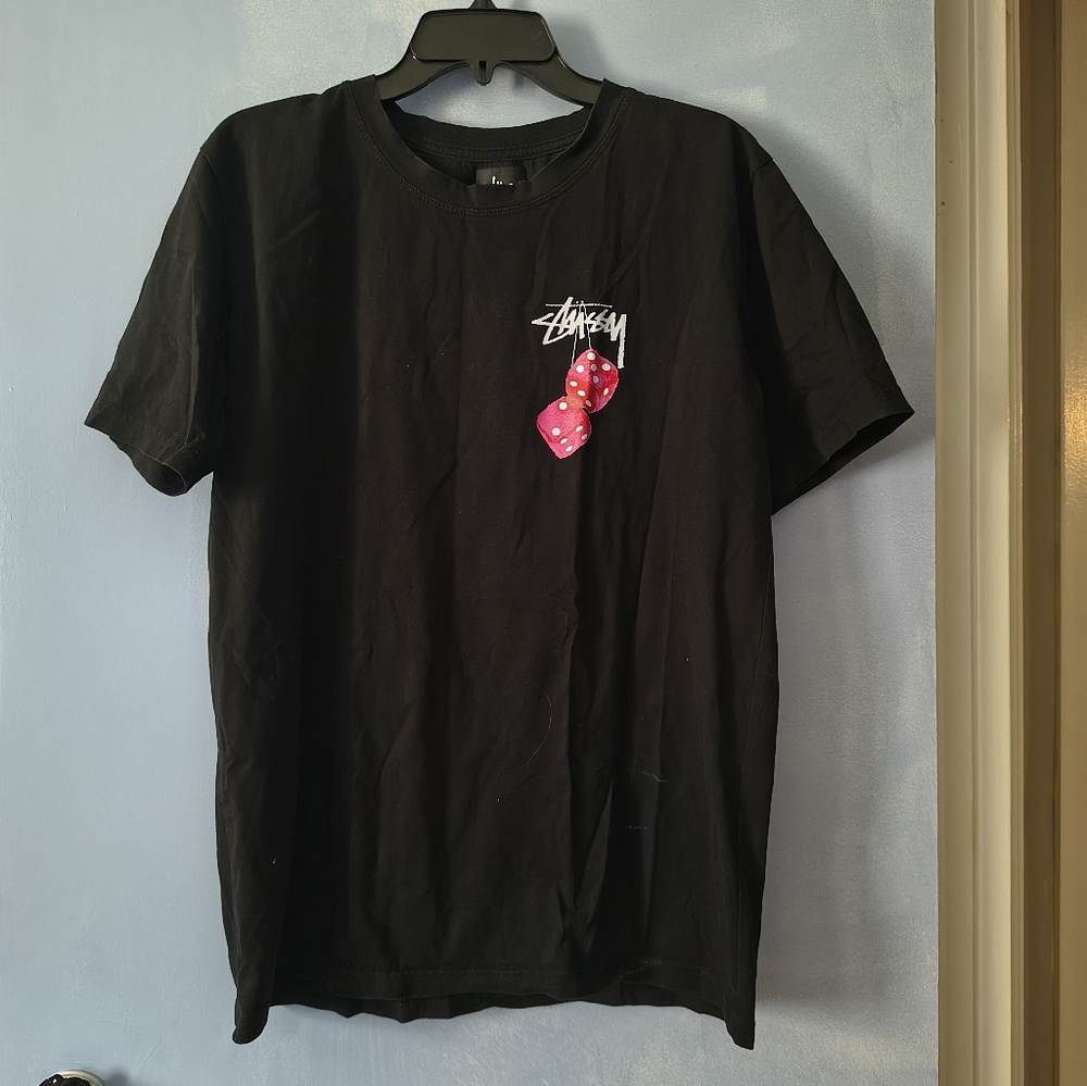 Stussy Black Cotton Fuzzy Dice Tee XL
